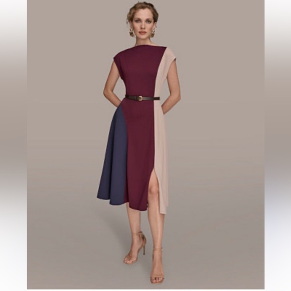 Donna Karan Dresses & Skirts - Donna Karan New York Women's Cap-Sleeve Colorblocked Sheath Midi Dress Size 14